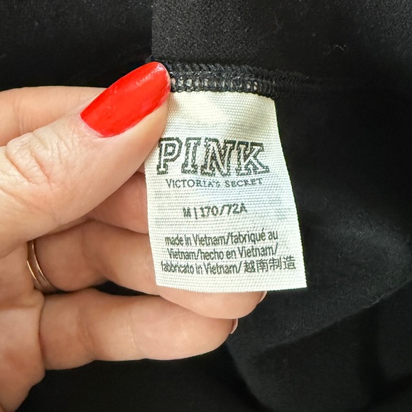 PINK Victoria’s Secret High Rise Waistband Black Stretch Capris Pink Nation M - Picture 6 of 10